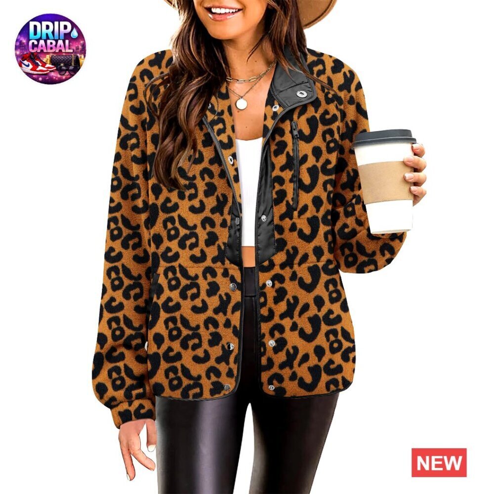 Cozy Fleece Jacket Western Aztec Print Snap Button Casual Warm Outwear
